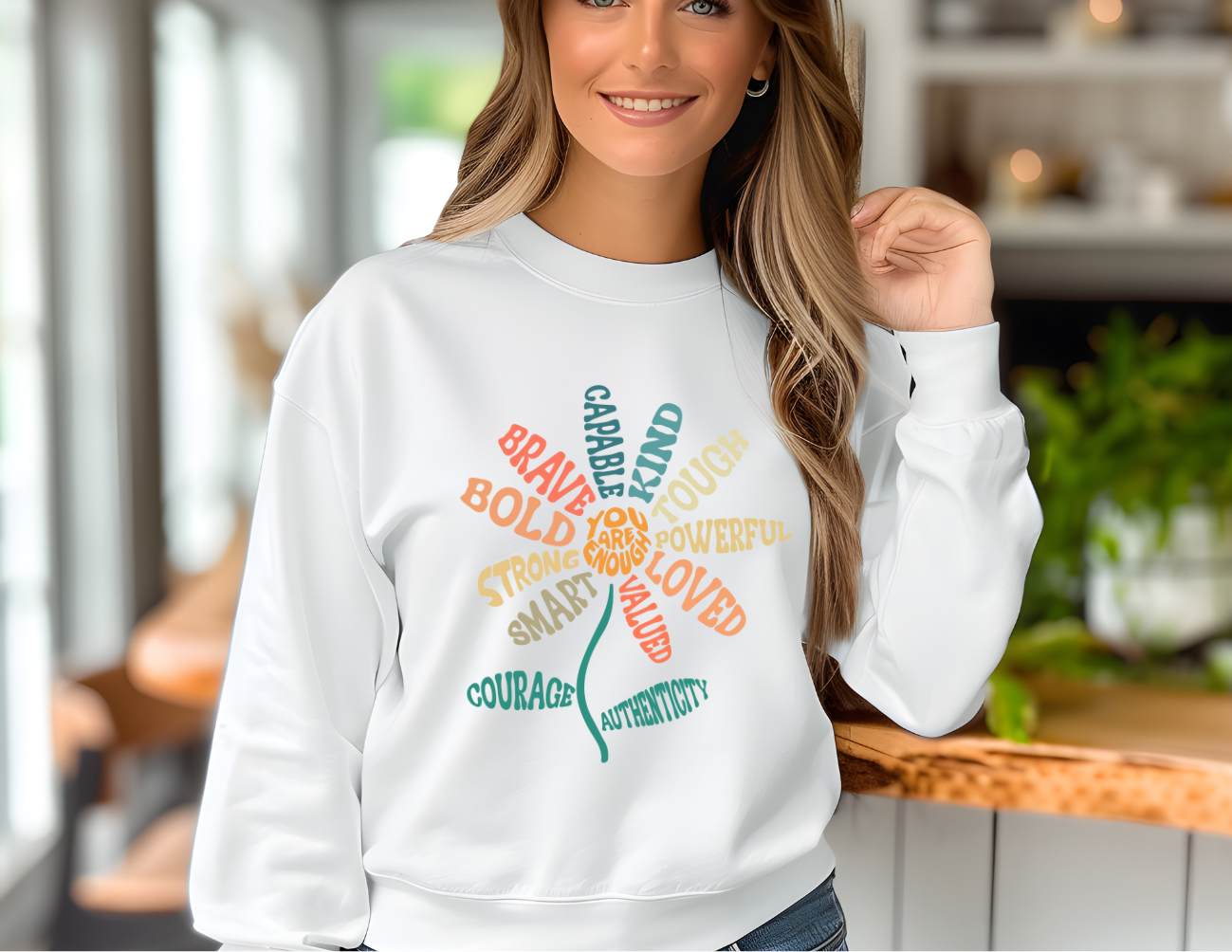 Bloom with Positivity Crew Sweater