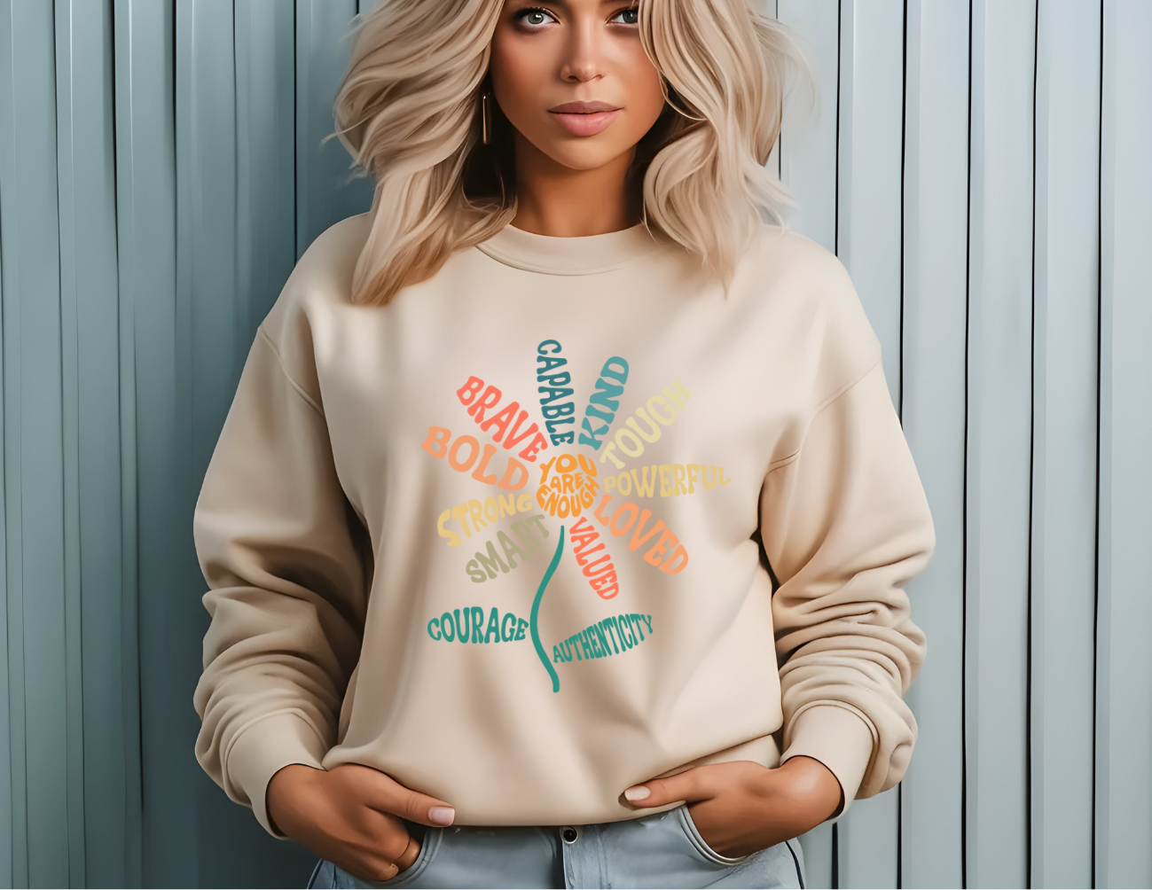 Bloom with Positivity Crew Sweater