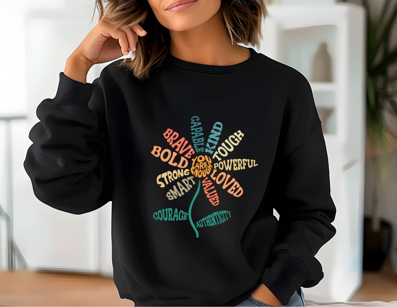 Bloom with Positivity Crew Sweater